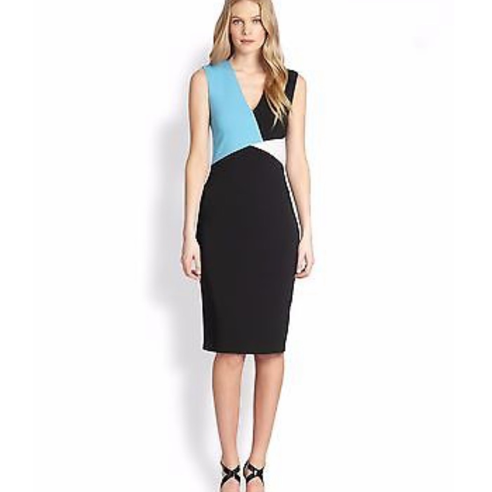 Raoul Sofia Black-Multi Colorblock Crepe Dress 4